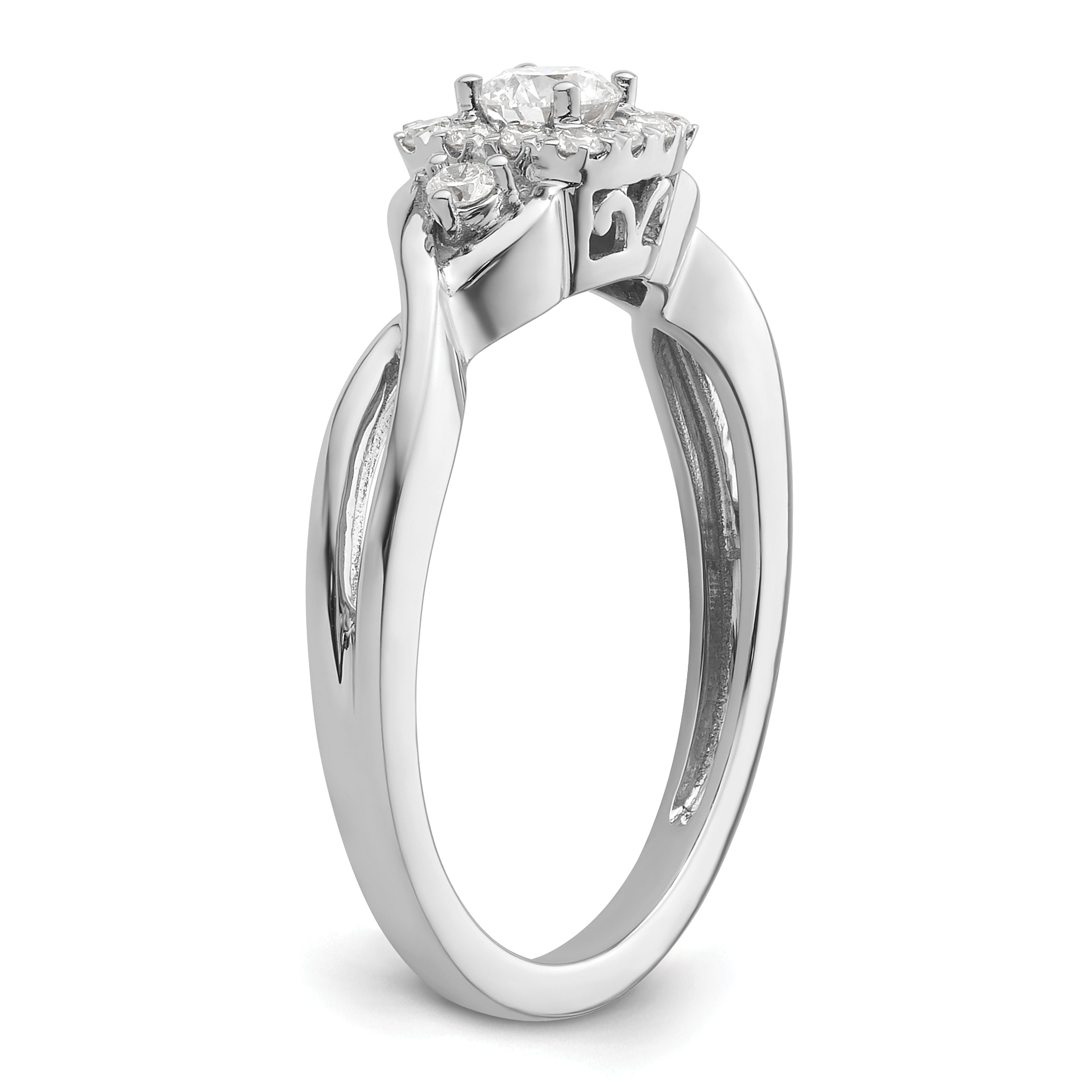14k White Gold 1/3 carat Lab Grown Diamond VS/SI+ G+ Round Complete Bypass Engagement Ring