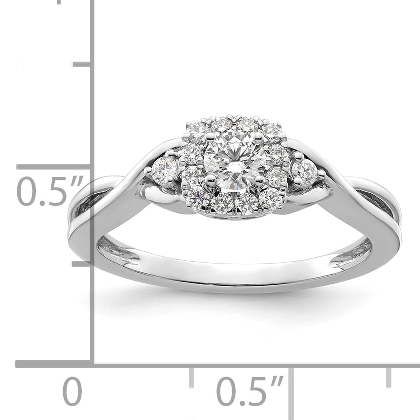 14k White Gold 1/3 carat Lab Grown Diamond VS/SI+ G+ Round Complete Bypass Engagement Ring