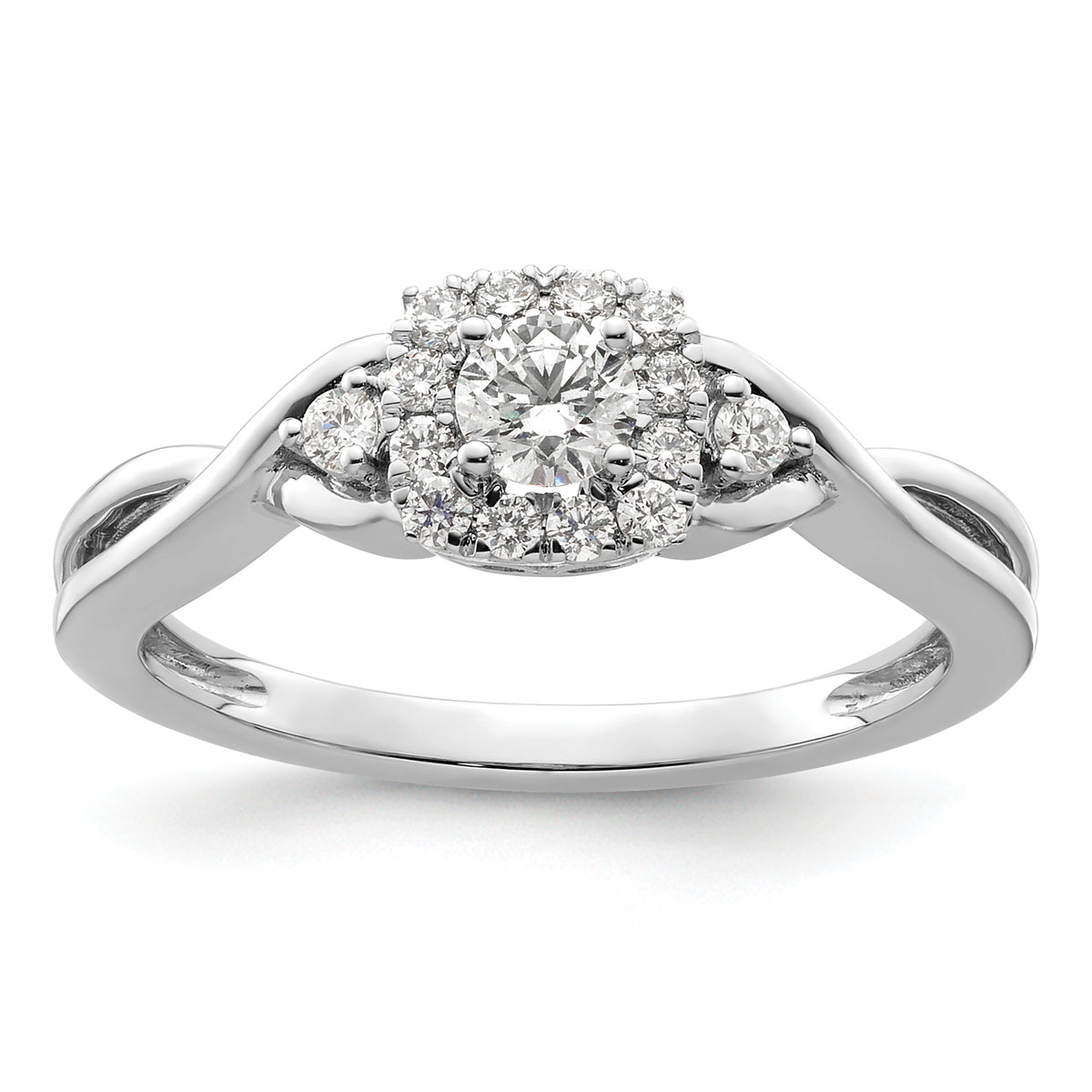 14k White Gold 1/3 carat Lab Grown Diamond VS/SI+ G+ Round Complete Bypass Engagement Ring