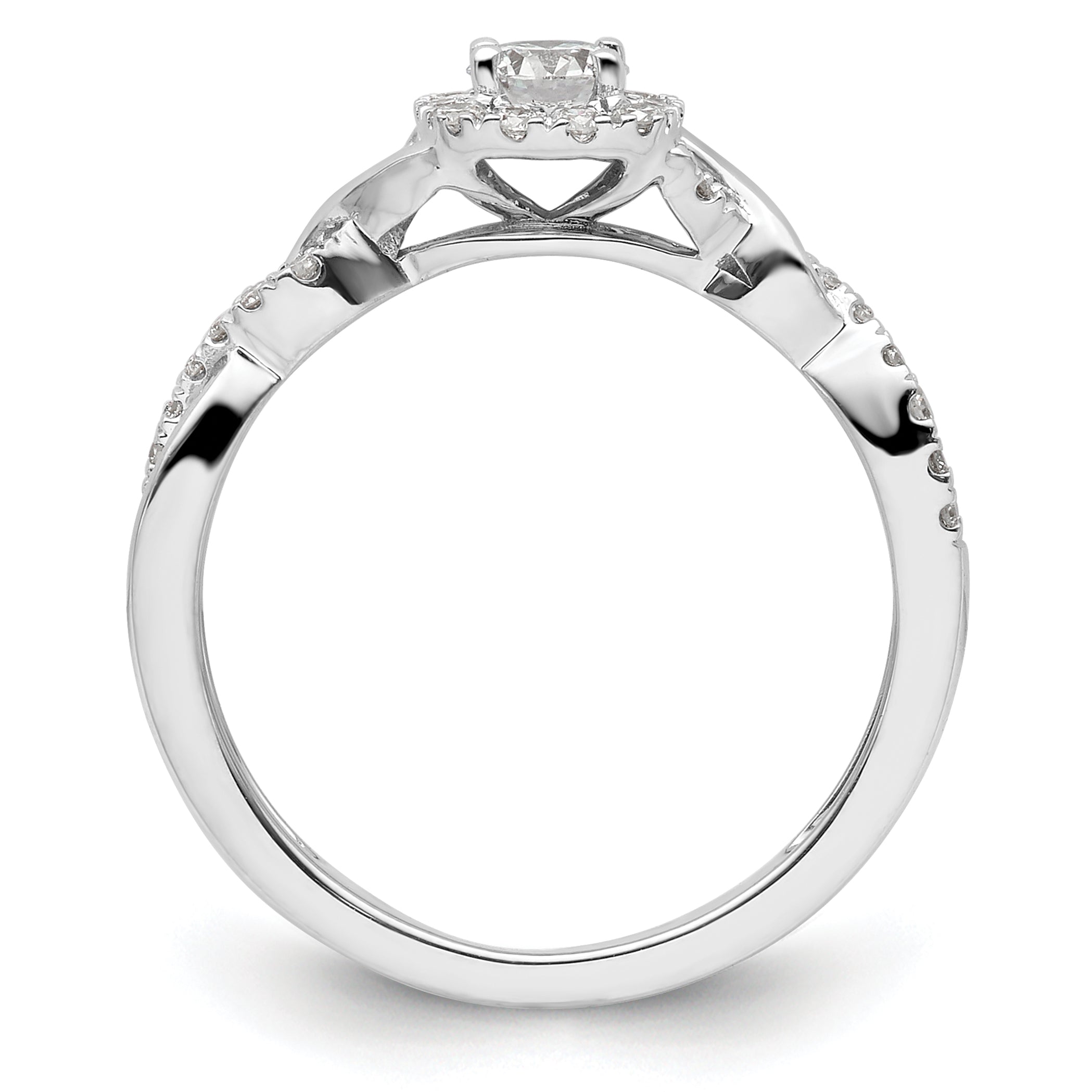 14k White Gold 1/2 carat Lab Grown Diamond VS/SI+ G+ Round Complete Bypass Engagement Ring Secondary image