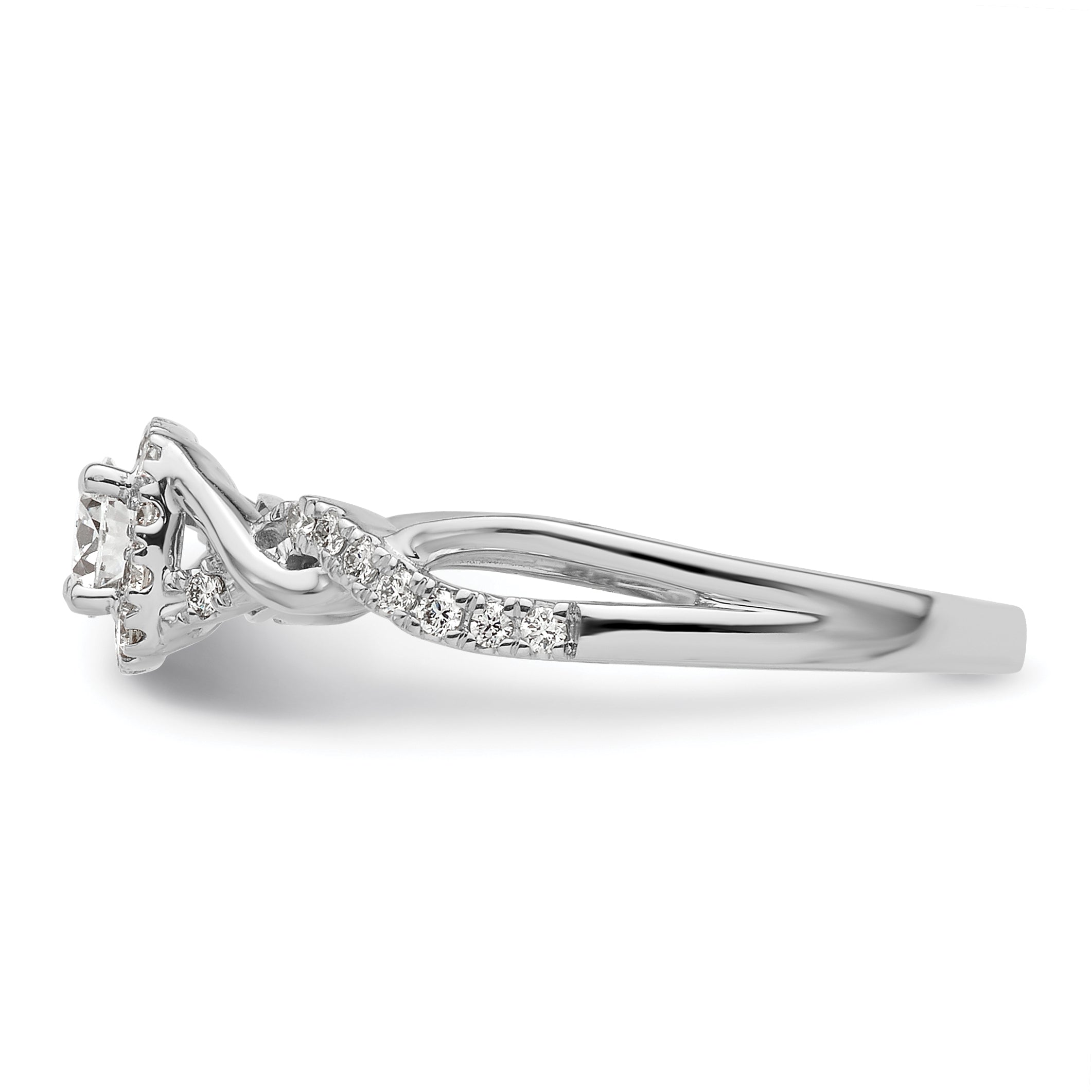 14k White Gold 1/2 carat Lab Grown Diamond VS/SI+ G+ Round Complete Bypass Engagement Ring