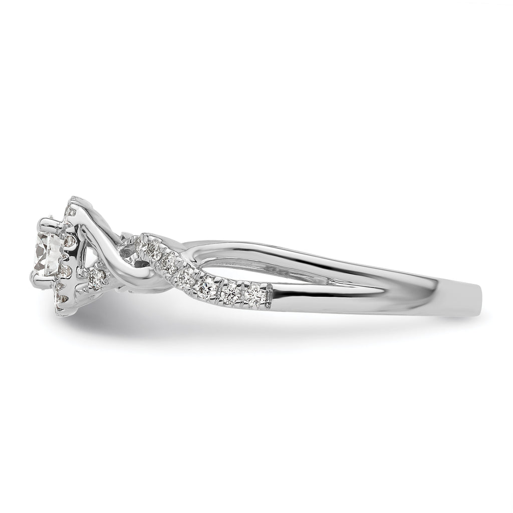14k White Gold 1/2 carat Lab Grown Diamond VS/SI+ G+ Round Complete Bypass Engagement Ring