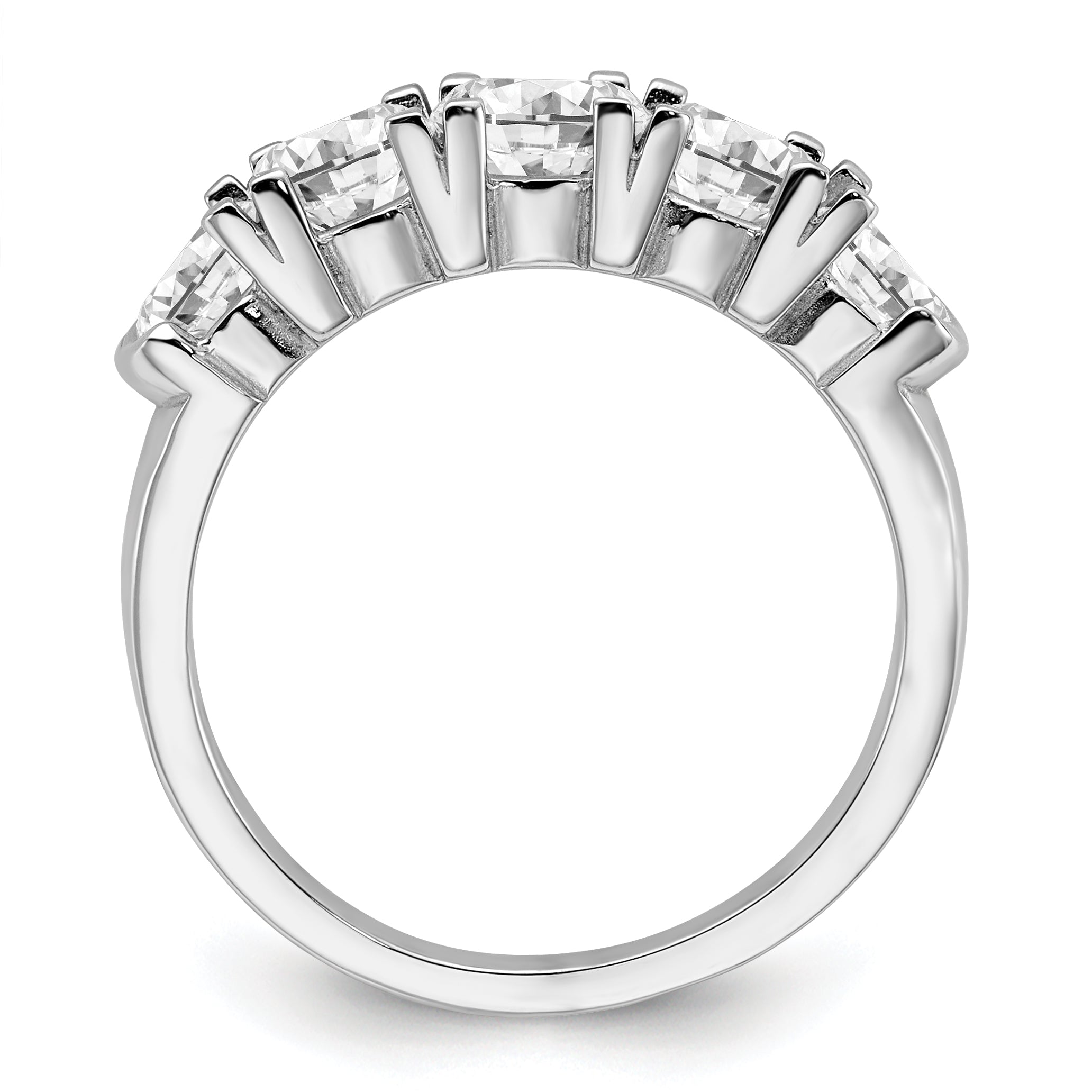 14k White Gold 1 3/4 carat Lab Grown Diamond VS/SI+ G+ Five Stone Complete Band