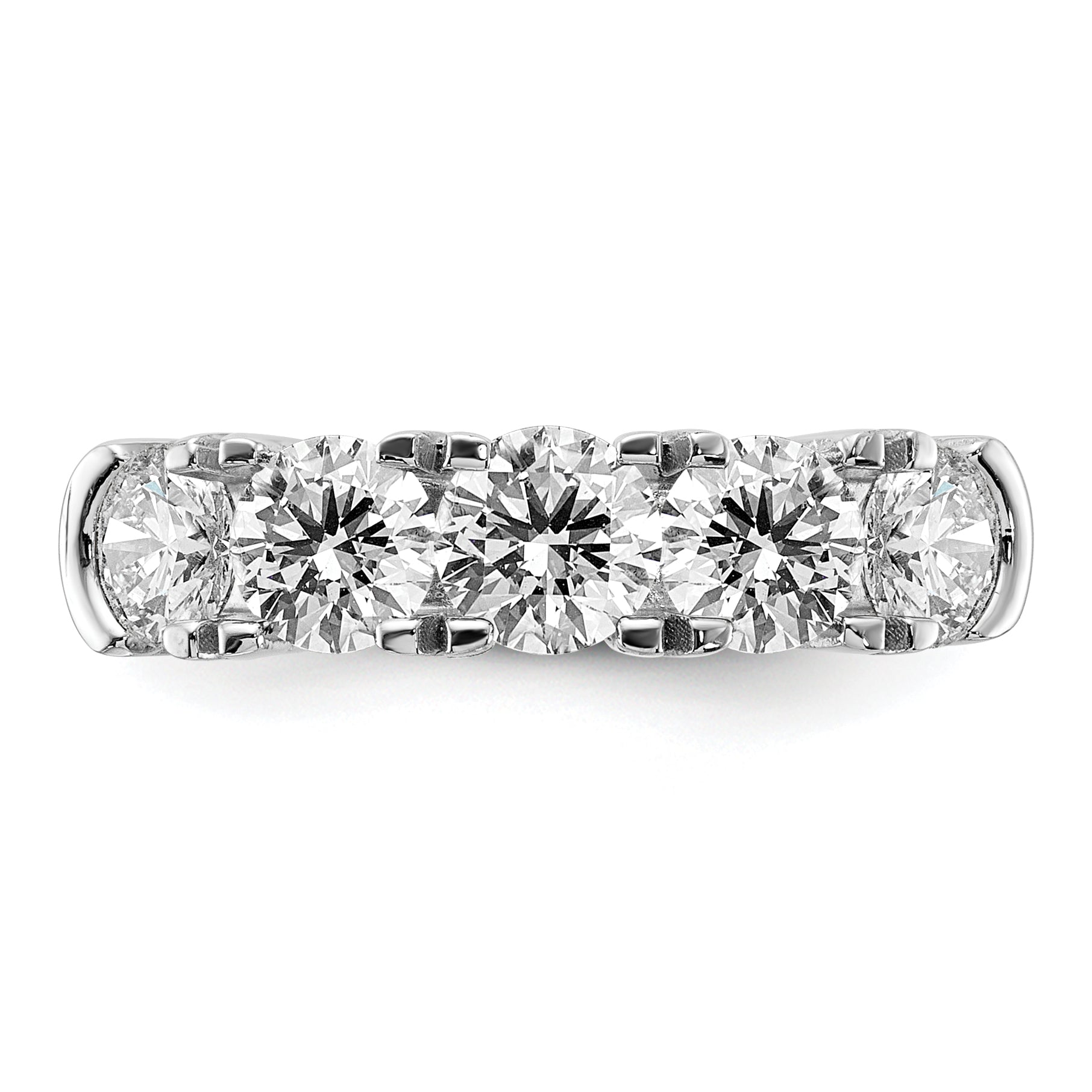 14k White Gold 1 3/4 carat Lab Grown Diamond VS/SI+ G+ Five Stone Complete Band