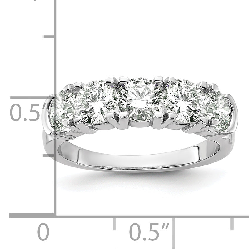 14k White Gold 1 3/4 carat Lab Grown Diamond VS/SI+ G+ Five Stone Complete Band