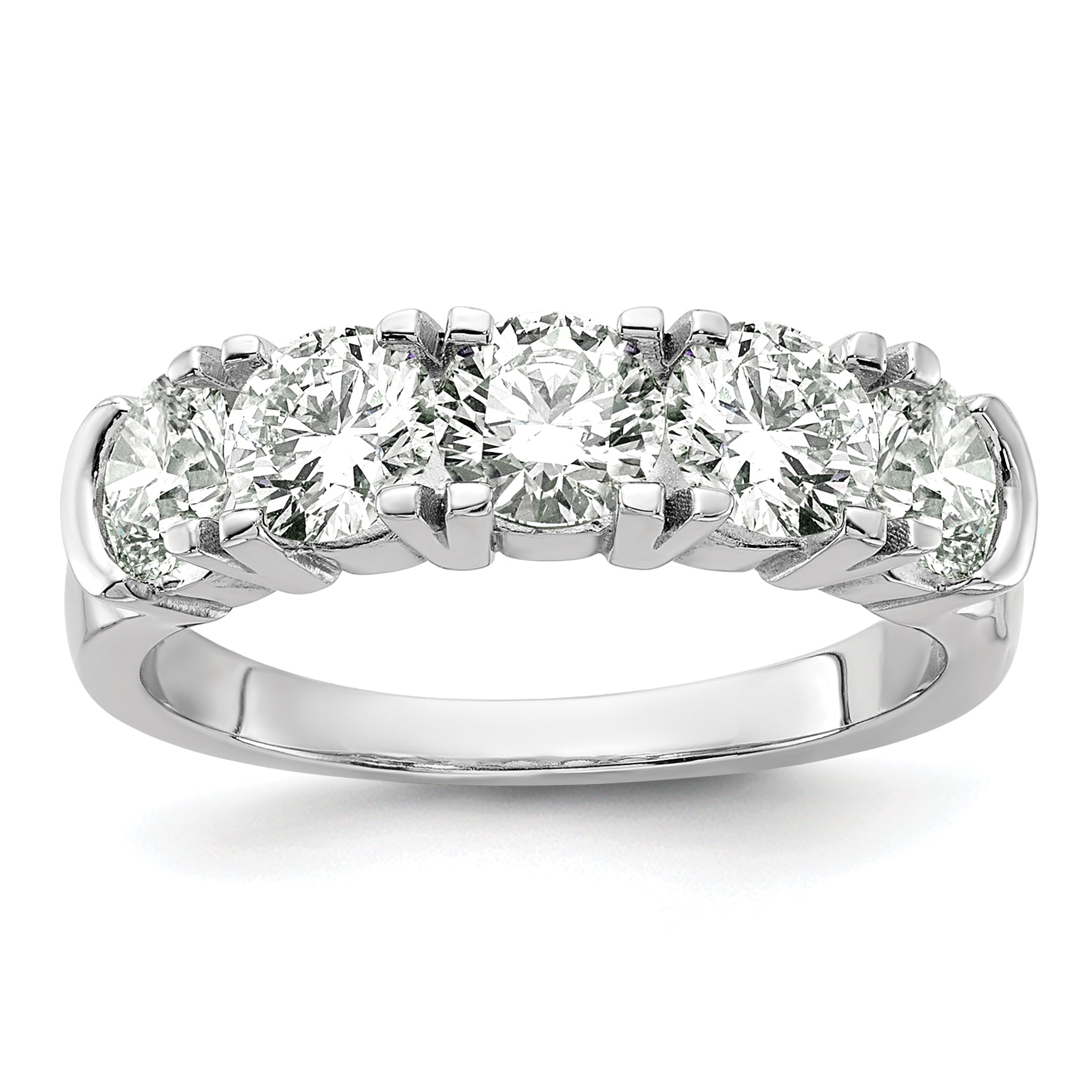 14k White Gold 1 3/4 carat Lab Grown Diamond VS/SI+ G+ Five Stone Complete Band Main image