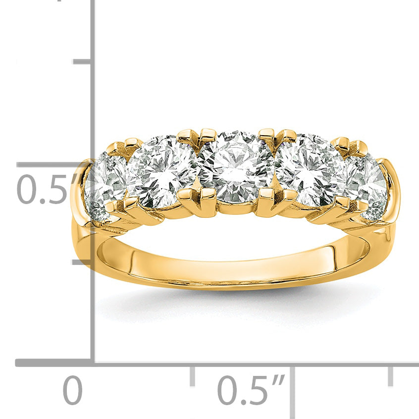 14k 1 3/4 carat Lab Grown Diamond VS/SI+ G+ Five Stone Complete Band