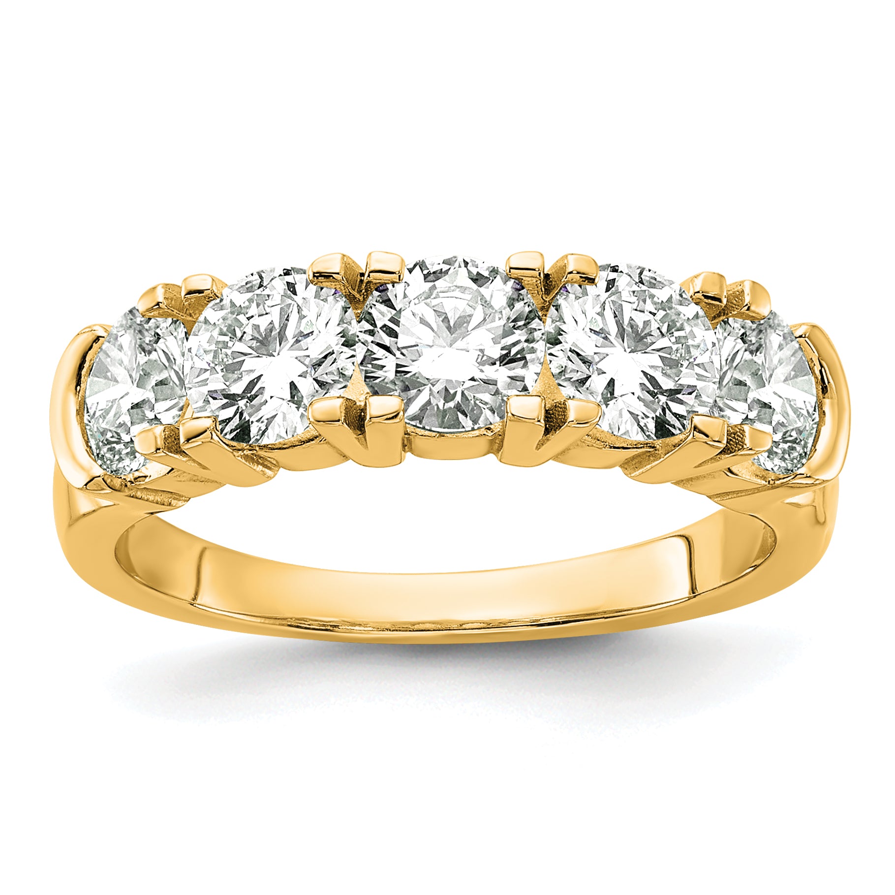 14k 1 3/4 carat Lab Grown Diamond VS/SI+ G+ Five Stone Complete Band