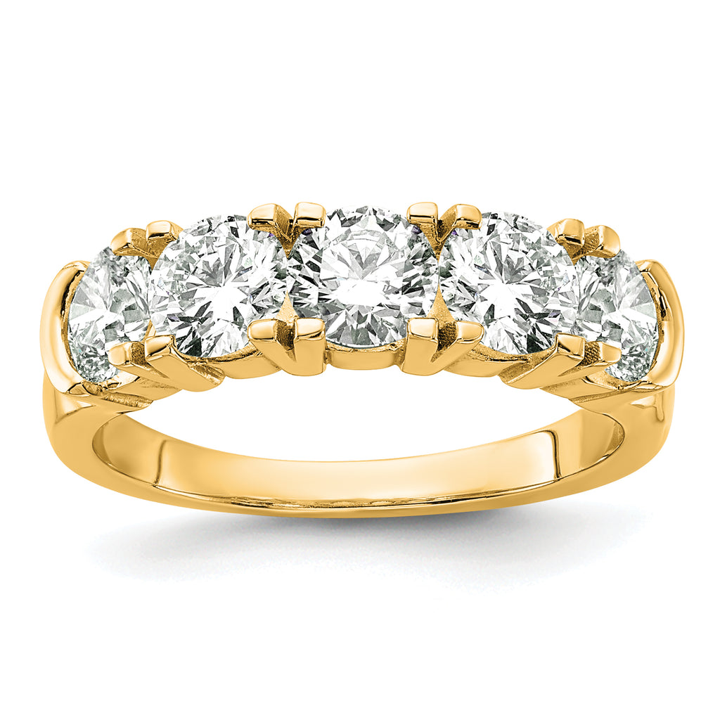 14k 1 3/4 carat Lab Grown Diamond VS/SI+ G+ Five Stone Complete Band