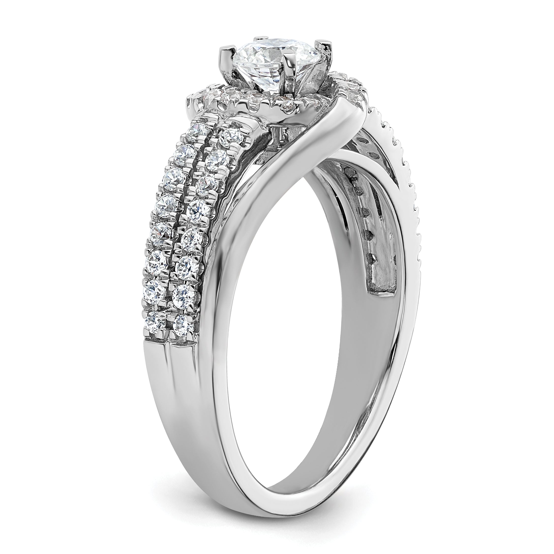 14k White Gold 3/4 carat Lab Grown Diamond VS/SI+ G+ Round Complete Engagement Ring