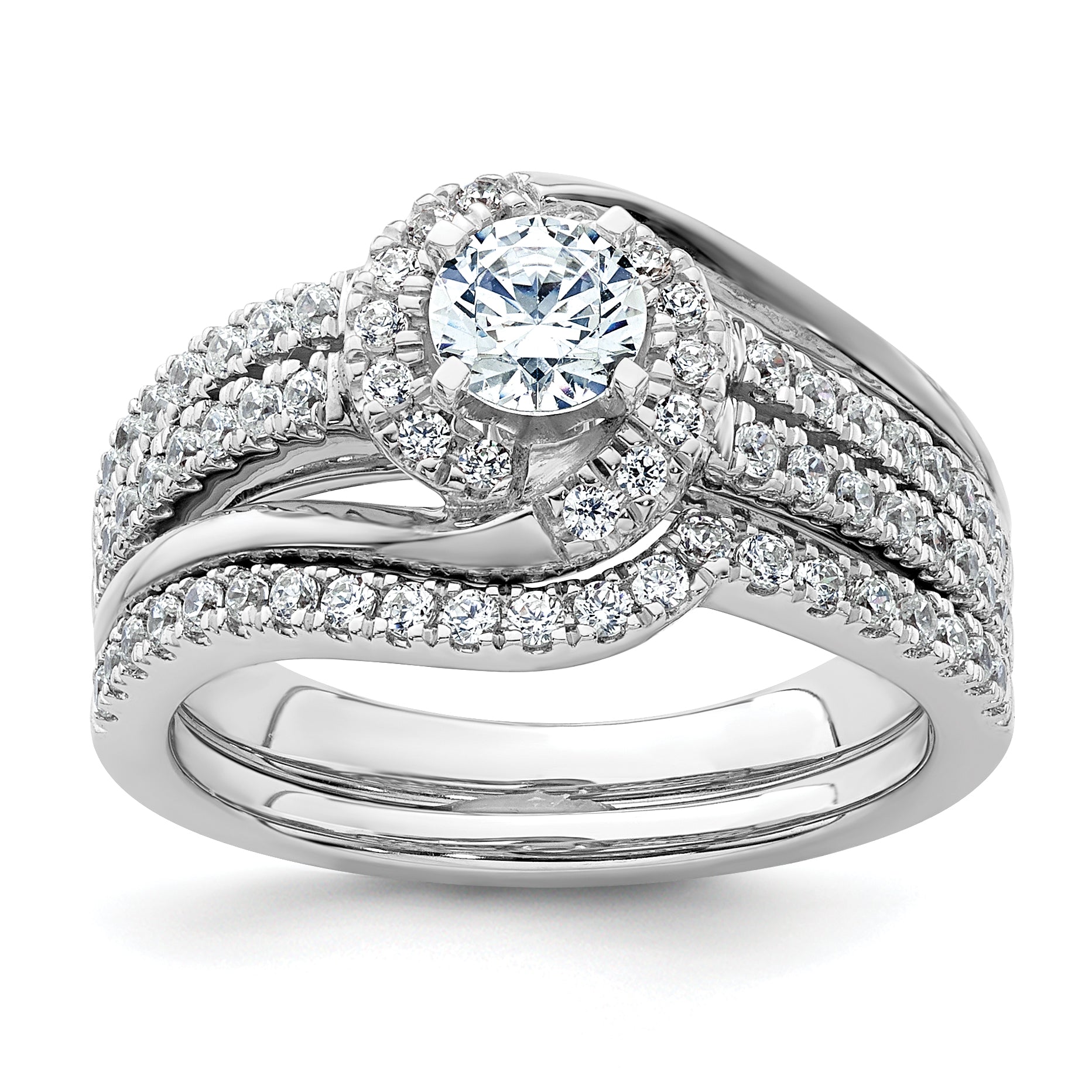 14k White Gold 3/4 carat Lab Grown Diamond VS/SI+ G+ Round Complete Engagement Ring