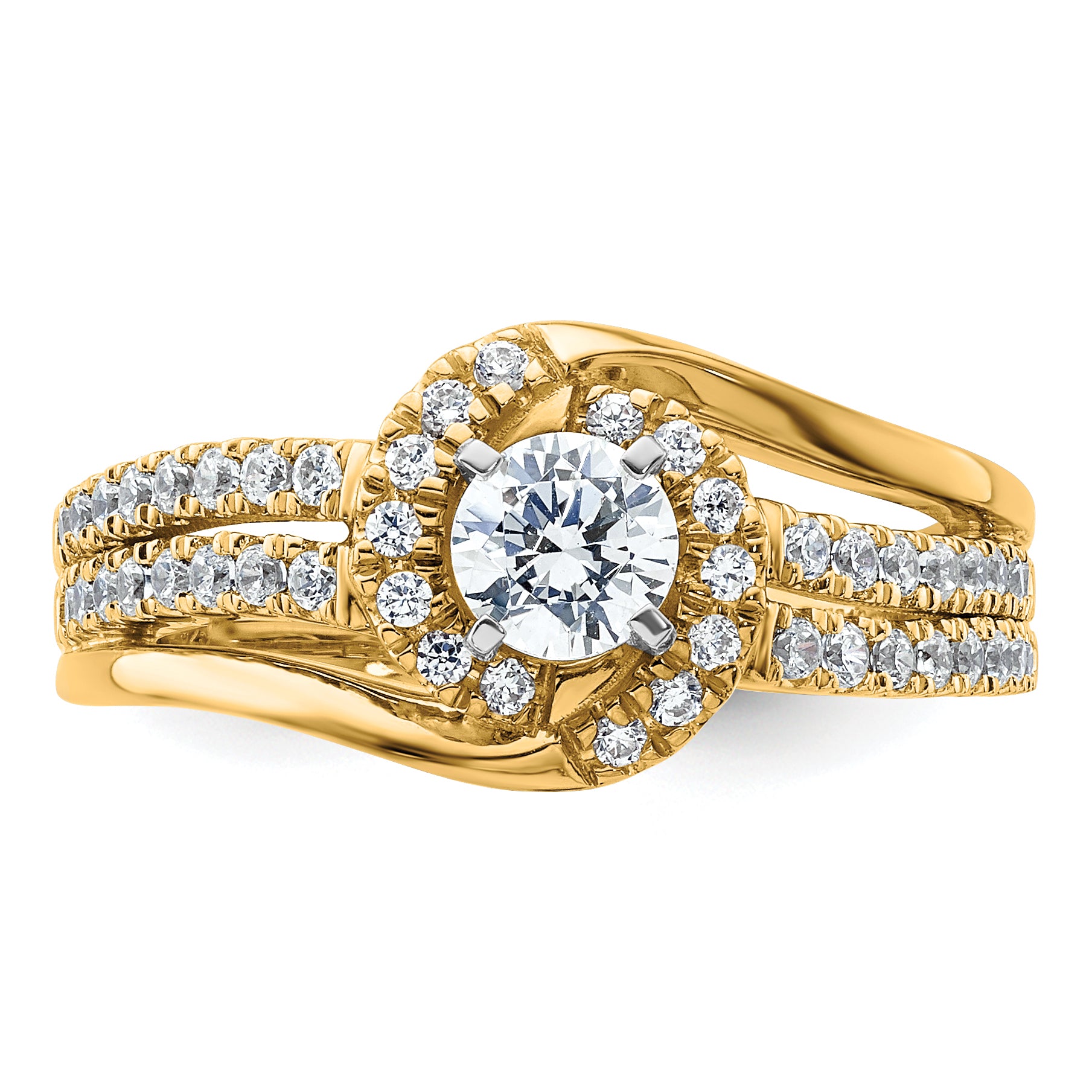 14k 3/4 carat Lab Grown Diamond VS/SI+ G+ Round Complete Engagement Ring