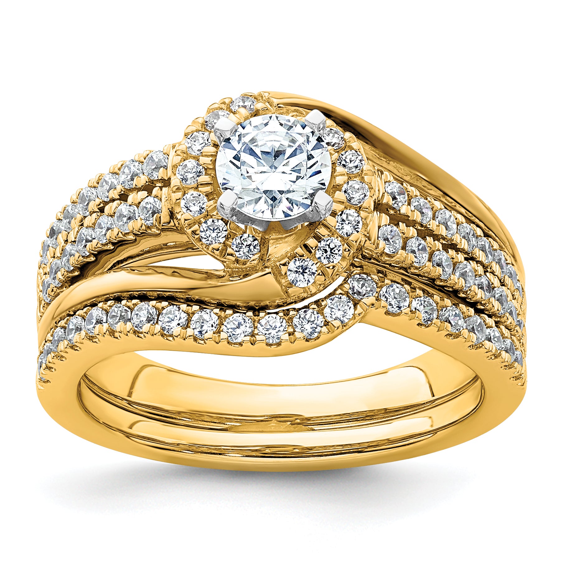 14k 3/4 carat Lab Grown Diamond VS/SI+ G+ Round Complete Engagement Ring