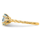 14K Polished Diamond and Aquamarine Twisted Ring