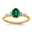 14K Polished Diamond and Lab Created Emerald Twisted Ring