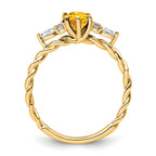 14K Polished Diamond and Citrine Twisted Ring