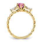 14K Polished Diamond & Lab Created Pink Sapphire Twisted Ring