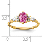 14K Polished Diamond & Lab Created Pink Sapphire Twisted Ring
