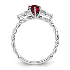 14K White Gold Polished Diamond and Lab Created Ruby Twisted Ring