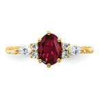 14K Polished Diamond and Lab Created Ruby Twisted Ring