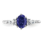 14K White Gold Polished Diamond and Lab Created Sapphire Twisted Ring