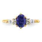14K Polished Diamond and Lab Created Sapphire Twisted Ring