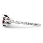 14K White Gold Polished Diamond and Garnet Twisted Ring