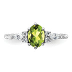 14K White Gold Polished Diamond and Peridot Twisted Ring
