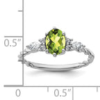 14K White Gold Polished Diamond and Peridot Twisted Ring