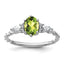 14K White Gold Polished Diamond and Peridot Twisted Ring