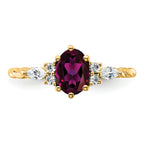 14K Polished Diamond and Rhodolite Garnet Twisted Ring