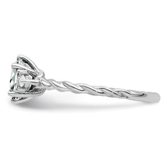 14K White Gold Polished Diamond and White Topaz Twisted Ring