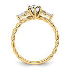 14K Polished Diamond and White Topaz Twisted Ring