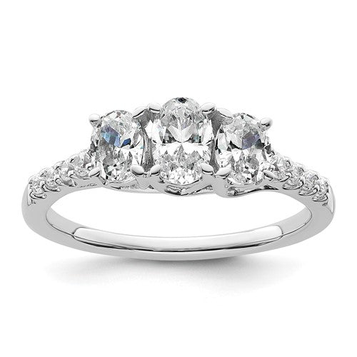 Oval Three-Stone Lab-Grown Diamond Engagement Ring in 14K White Gold (1 1/8 ct. tw.), Size 7 - Sophia Jewelers