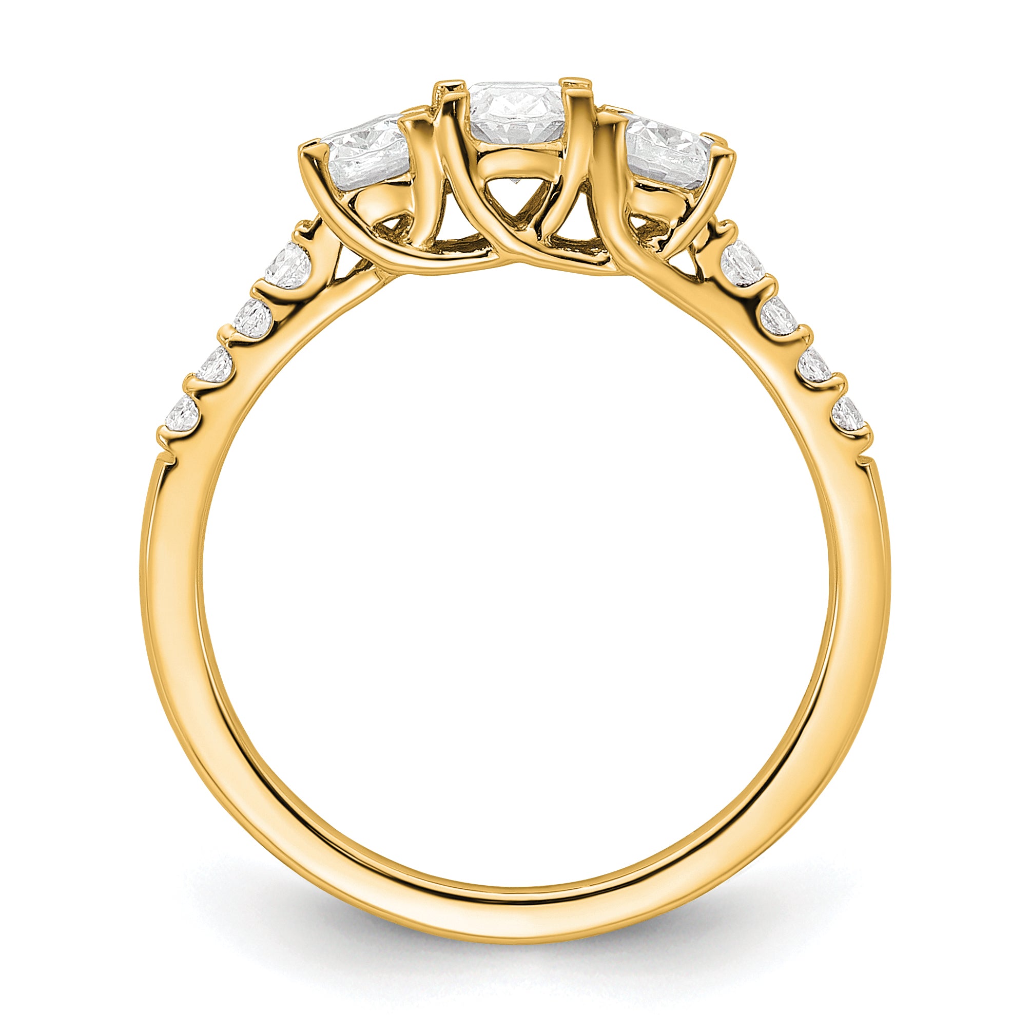 14k 1 1/8 carat Lab Grown Diamond VS/SI+ G+ Oval Complete Three Stone Engagement Ring Secondary image