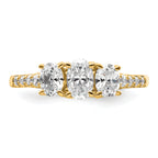 14k 1 1/8 carat Lab Grown Diamond VS/SI+ G+ Oval Complete Three Stone Engagement Ring