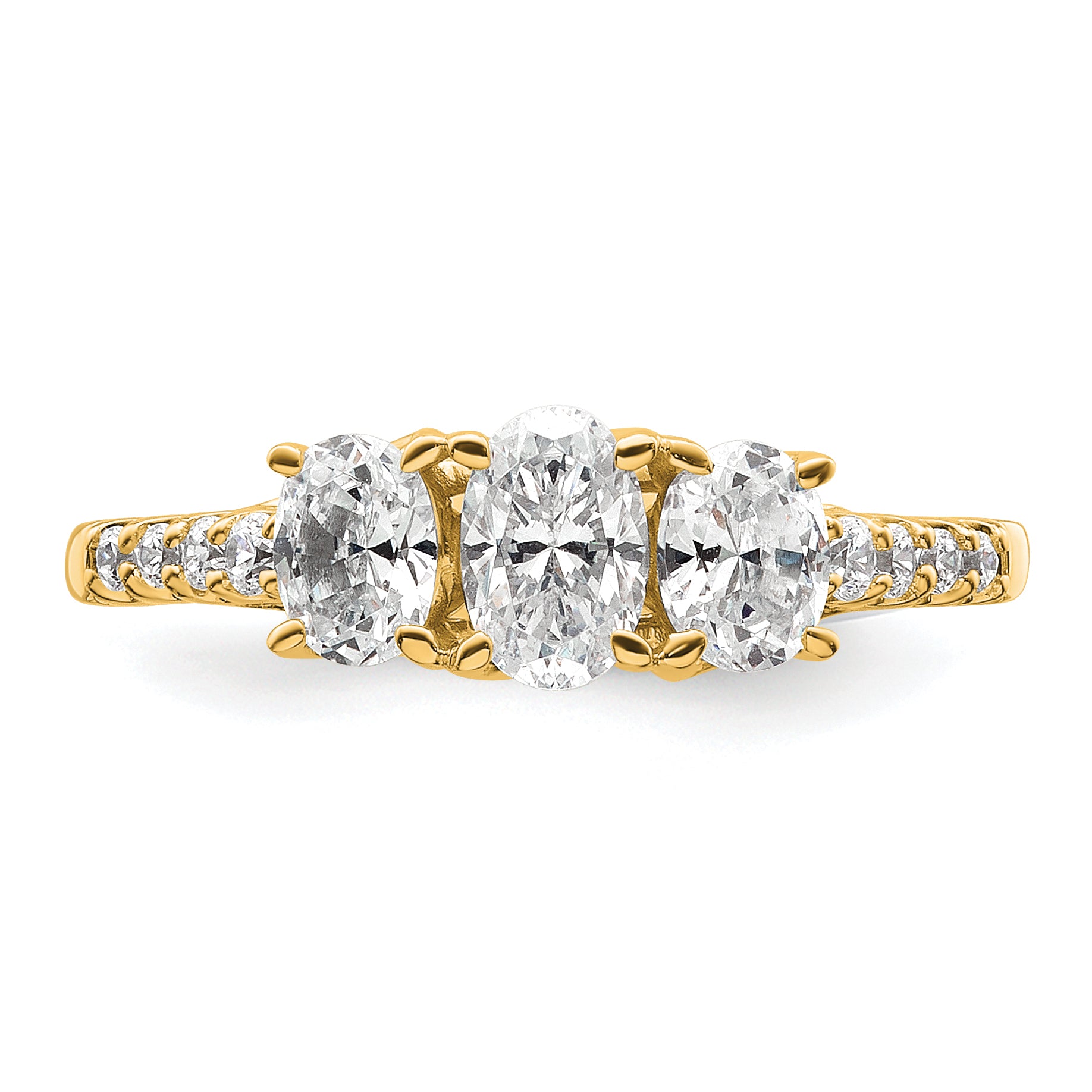 14k 1 1/8 carat Lab Grown Diamond VS/SI+ G+ Oval Complete Three Stone Engagement Ring