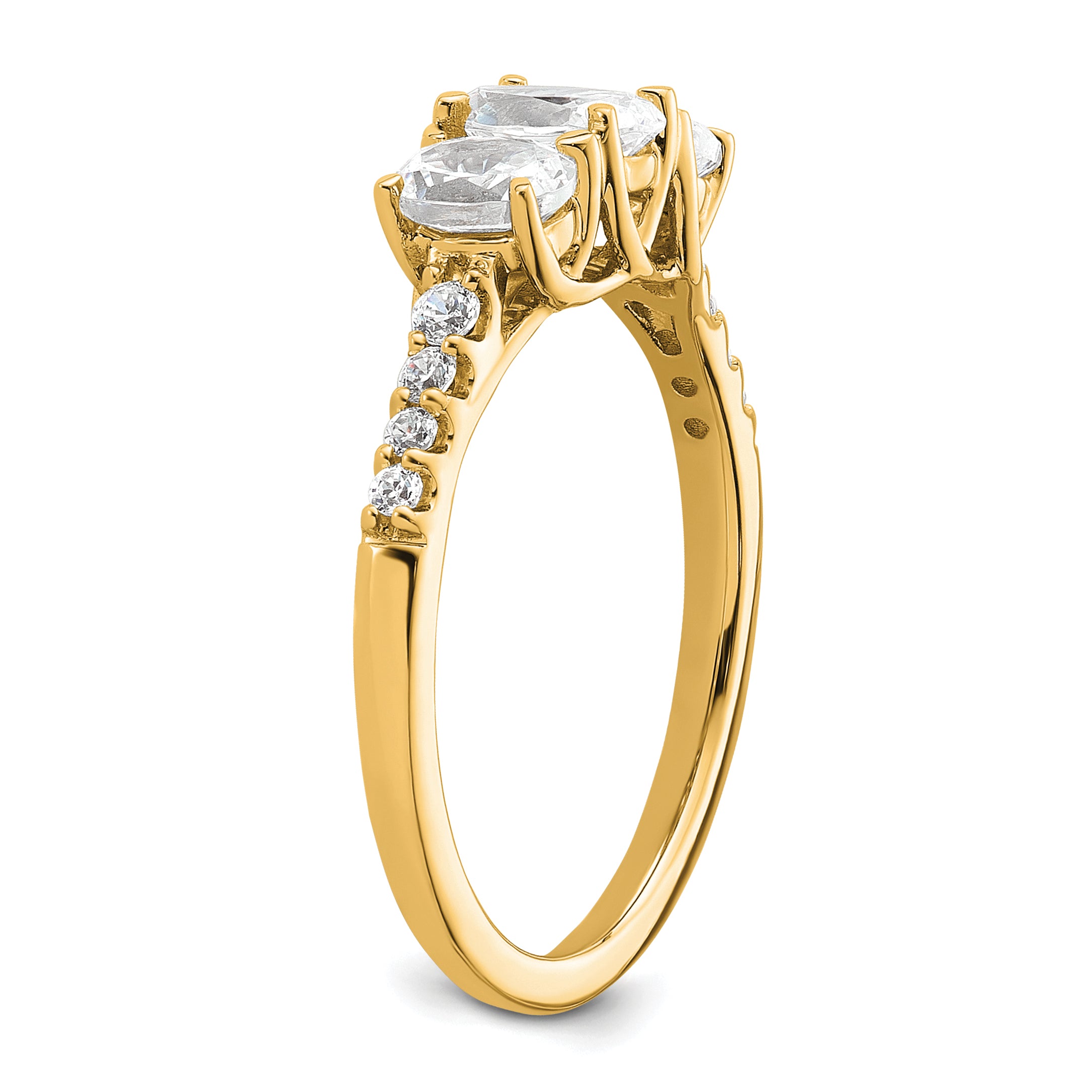 14k 1 1/8 carat Lab Grown Diamond VS/SI+ G+ Oval Complete Three Stone Engagement Ring