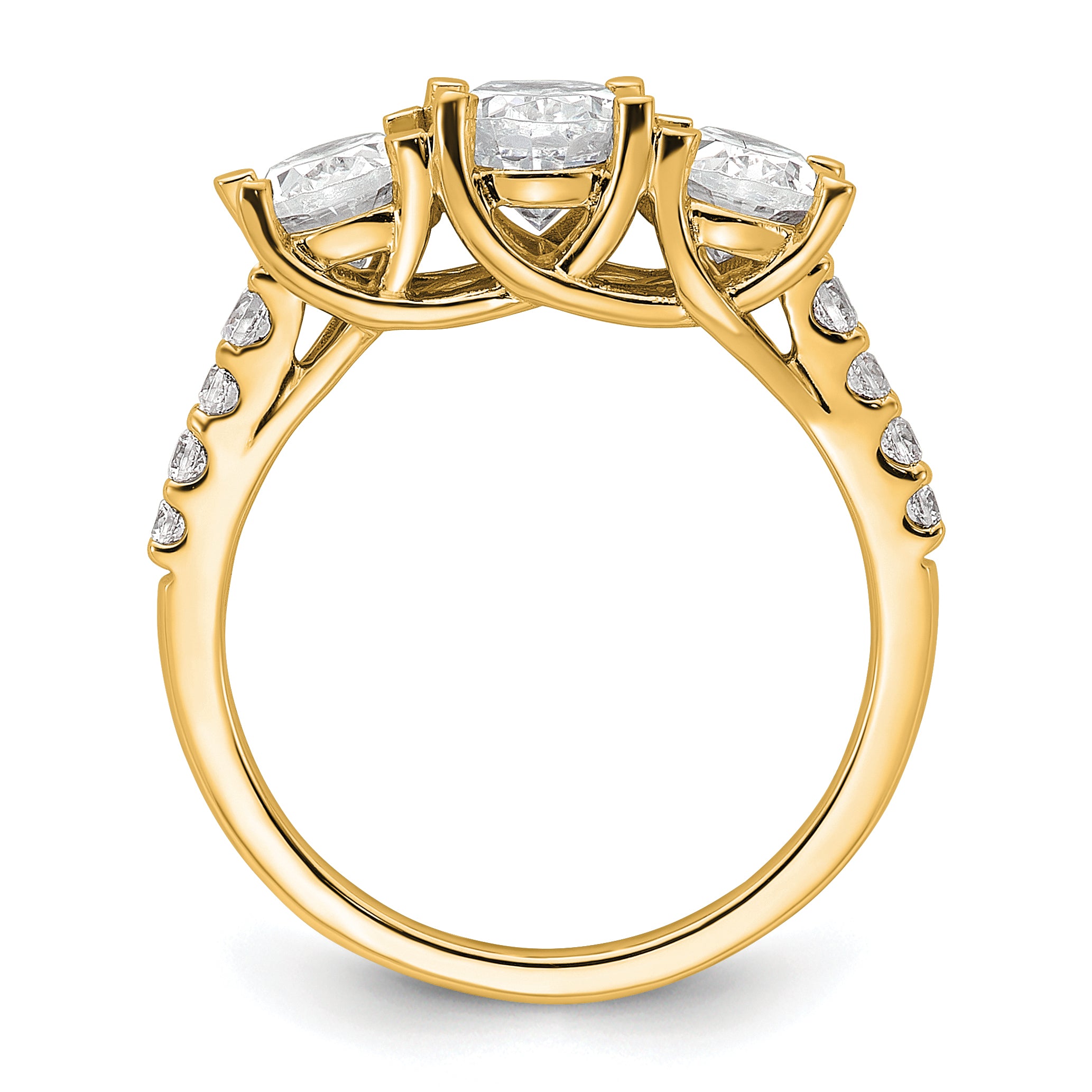 14k 1 5/8 carat Lab Grown Diamond VS/SI+ G+ Oval Complete Three Stone Engagement Ring Secondary image