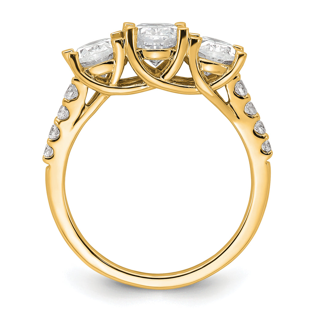 14k 1 5/8 carat Lab Grown Diamond VS/SI+ G+ Oval Complete Three Stone Engagement Ring