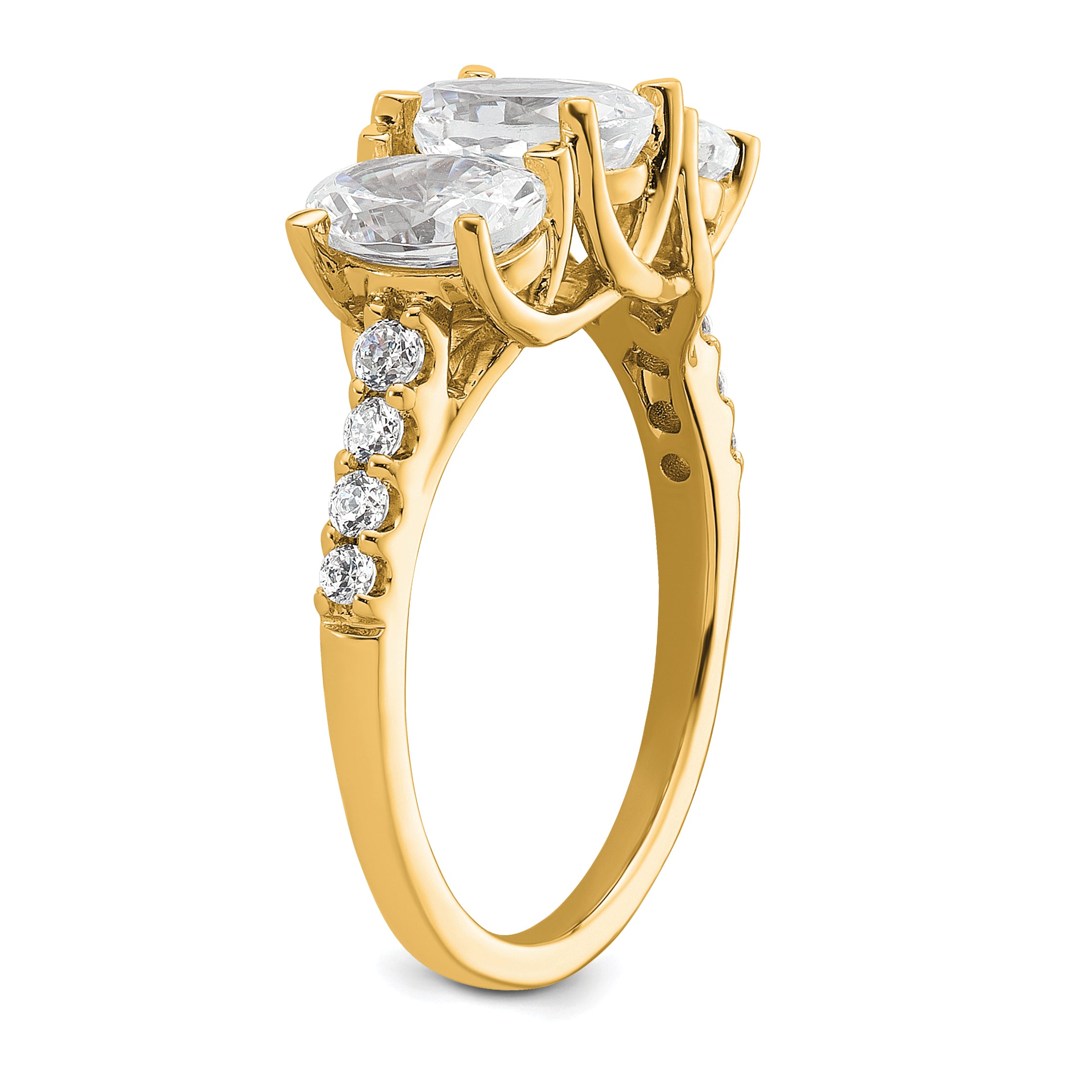 14k 1 5/8 carat Lab Grown Diamond VS/SI+ G+ Oval Complete Three Stone Engagement Ring