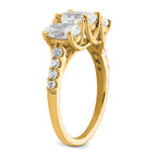 14k 1 5/8 carat Lab Grown Diamond VS/SI+ G+ Oval Complete Three Stone Engagement Ring