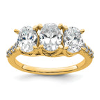 14k 1 5/8 carat Lab Grown Diamond VS/SI+ G+ Oval Complete Three Stone Engagement Ring