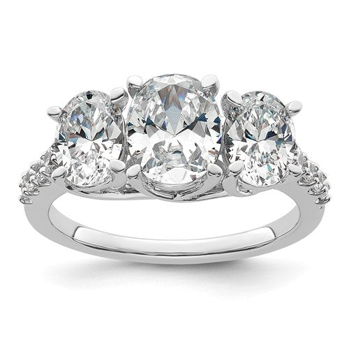 Oval Lab-Grown Diamond Three-Stone Engagement Ring in 14K White Gold (2 3/4 ct. tw.), Size 7 - Sophia Jewelers