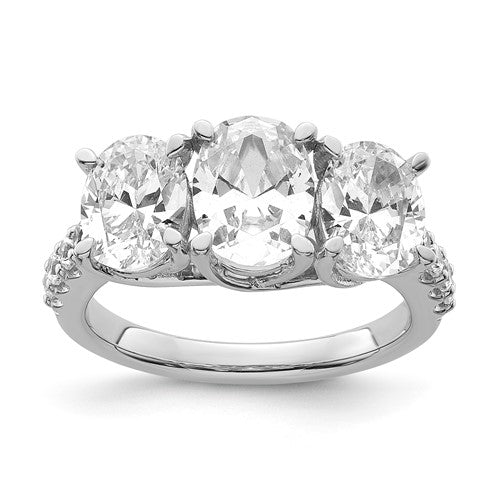 Three-Stone Oval Lab-Grown Diamond Engagement Ring in 14K White Gold (3 1/2 ct. tw.), Size 7 - Sophia Jewelers Main image