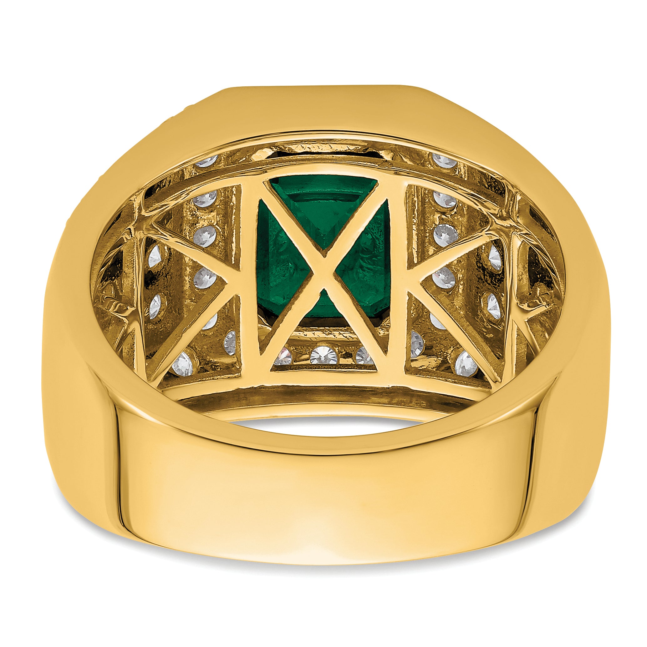 10k 1 7/8 carat Lab Grown Diamond VS/SI+ G+ and Lab Created Emerald Men's Ring