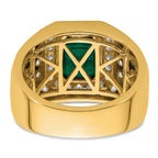 10k 1 7/8 carat Lab Grown Diamond VS/SI+ G+ and Lab Created Emerald Men's Ring