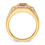 10k 1 7/8 carat Lab Grown Diamond VS/SI+ G+ and Lab Created Ruby Men's Ring