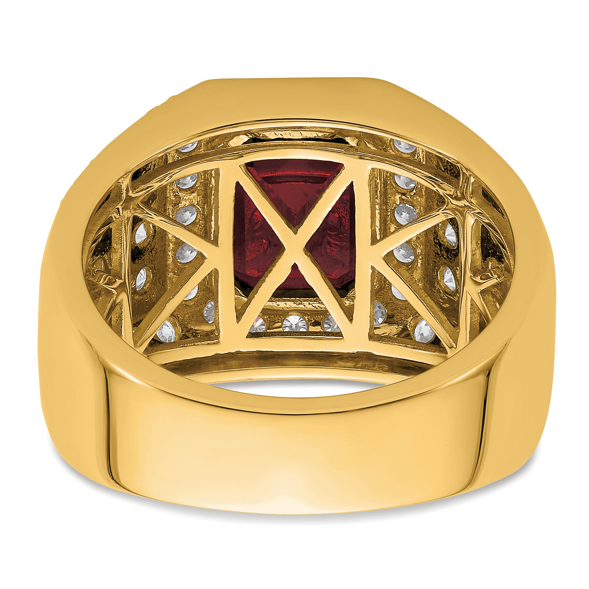 10k 1 7/8 carat Lab Grown Diamond VS/SI+ G+ and Lab Created Ruby Men's Ring