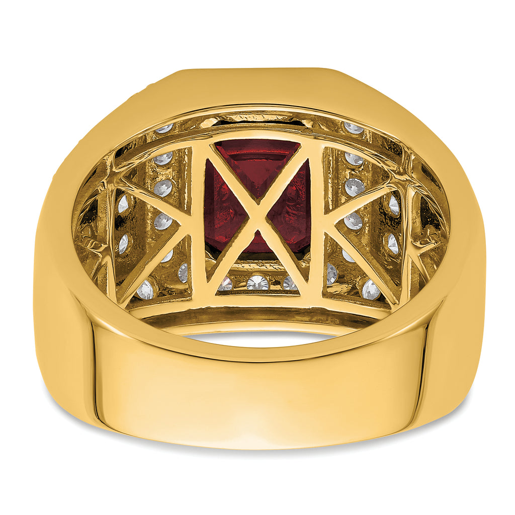 10k 1 7/8 carat Lab Grown Diamond VS/SI+ G+ and Lab Created Ruby Men's Ring